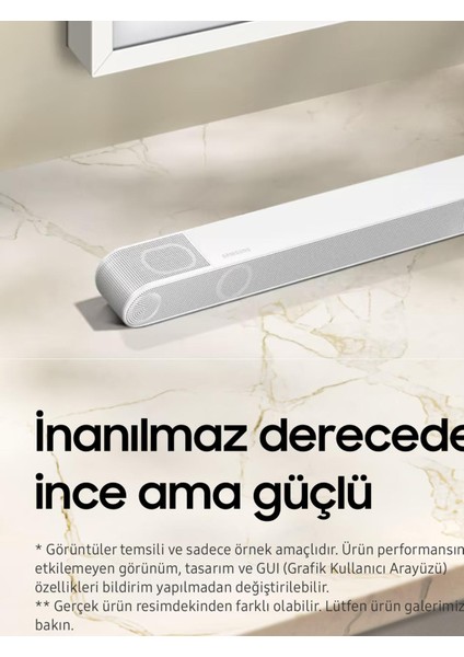 Beyaz Slim Gövde Bluetooth HDMI Optik 330W 10 Hoparlör Dolby Digital Plus 3.1.2 Ultra Slim Soundbar, Şık Tasarım