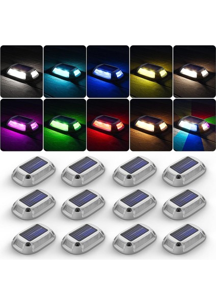 Güneş Enerjili Garaj Yolu Işıkları 9 Renk Su Geçirmez - 12 Adet