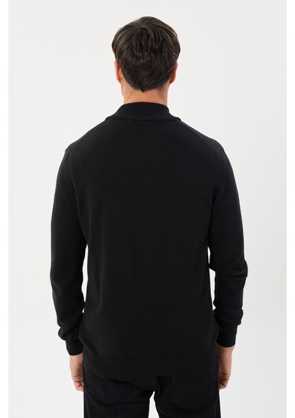 Klasik Kalıp Basic Fermuarlı Triko-T1131