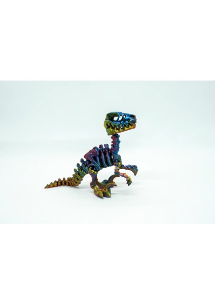 Skeleton Raptor 3D Hareketli ve Renk Geçişli Yeşil - Mavi - Kırmızı Model Küçük Boy
