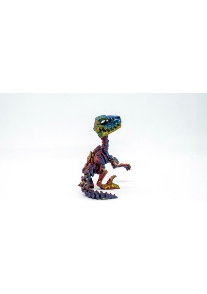 Skeleton Raptor 3D Hareketli ve Renk Geçişli Yeşil - Mavi - Kırmızı Model Küçük Boy