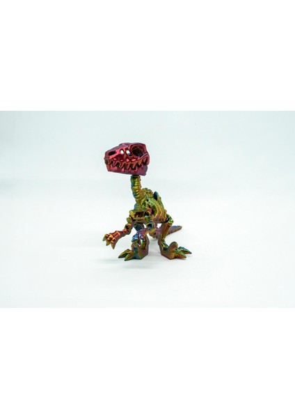 Skeleton Raptor 3D Hareketli ve Renk Geçişli Yeşil - Mavi - Kırmızı Model Küçük Boy