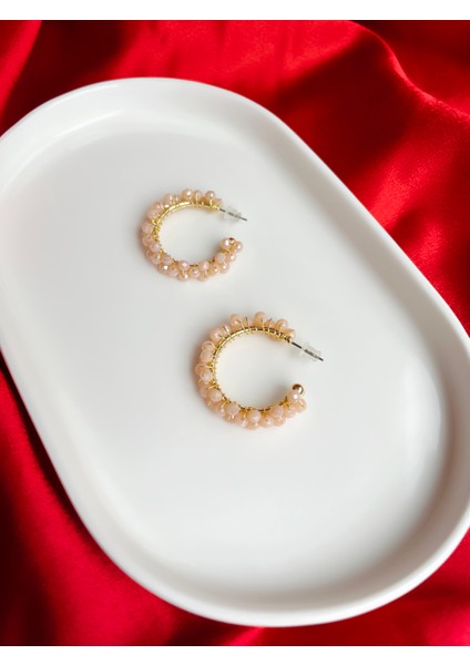 Somon Parlak Taşlı Halka Küpe modelleri