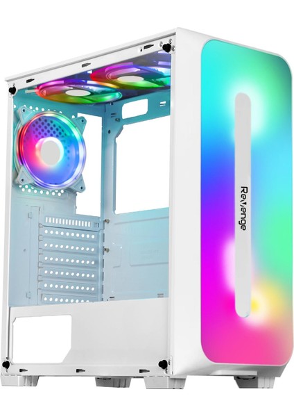 Colorful Beyaz 3 Fanlı 10 Mod Rgb Işıklı Şeffaf Panel Atx Gaming Boş Bilgisayar Kasası