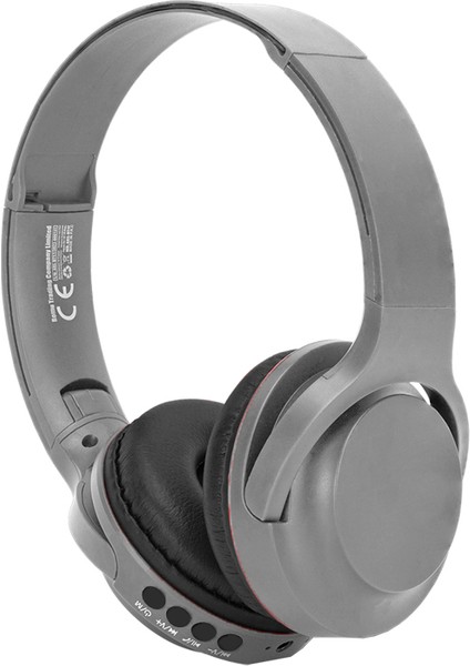 Kablosuz Kulaklık Bluetooth Mikrofonlu Kulaküstü Kulaklık Katlanabilir Gri