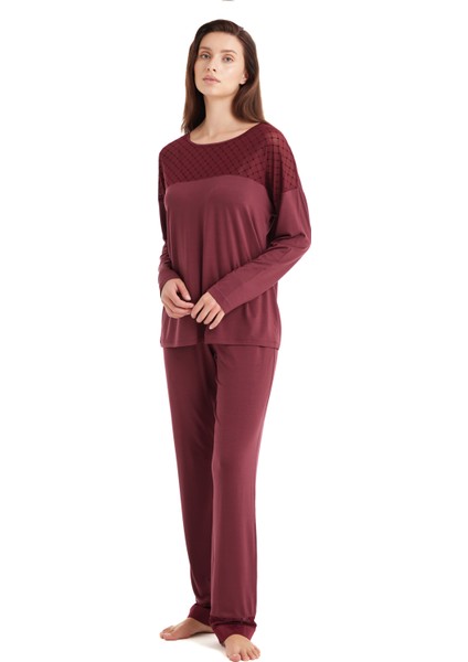 Kadın Pijama Takımı 51604 - Bordo