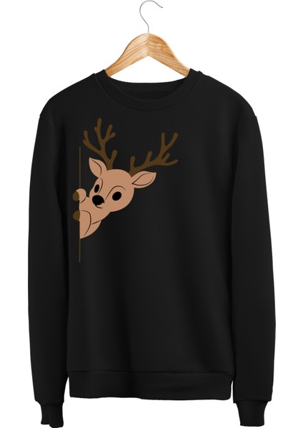 Geyik Noel Christmas Tasarım Baskılı 3 Iplik Geniş Kalıp Sweatshirt fiyatları