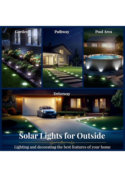 Güneş Enerjili Zemin Işıkları, Açık Hava Su Geçirmez - 16 Adet fiyatları