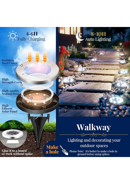 Güneş Enerjili Zemin Işıkları, Açık Hava Su Geçirmez - 16 Adet modelleri