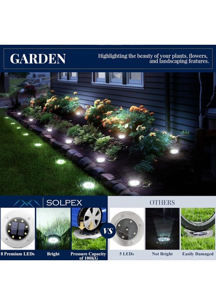 Güneş Enerjili Zemin Işıkları, Açık Hava Su Geçirmez - 16 Adet fırsatları