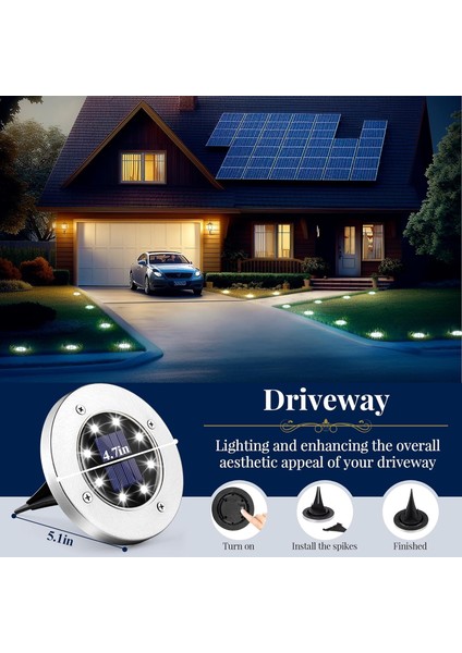 Güneş Enerjili Zemin Işıkları, Açık Hava Su Geçirmez - 16 Adet indirimleri