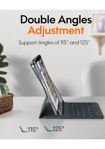 Ipad Air 11 Inç M2 6. Nesil Uyumlu Manyetik Magic Keyboard Folio Slim Katlanan Klavyeli Tablet Kılıf