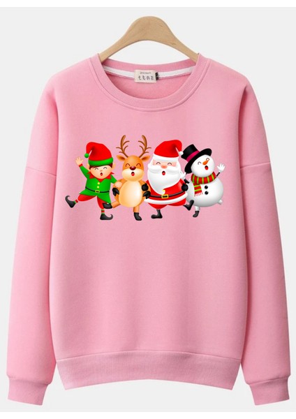 Yılbaşı Noel Baba Christmas Tasarım Baskılı 3 Iplik Geniş Kalıp Sweatshirt