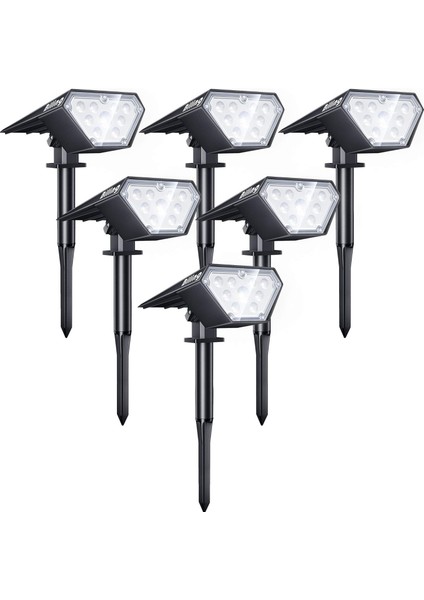Güneş Enerjili Spot Işıkları, 12 LED - IP67 Su Geçirmez - 6 Adet
