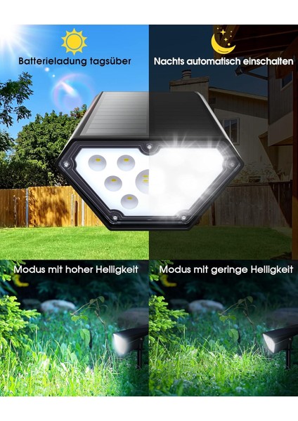 Güneş Enerjili Spot Işıkları, 12 LED - IP67 Su Geçirmez - 6 Adet