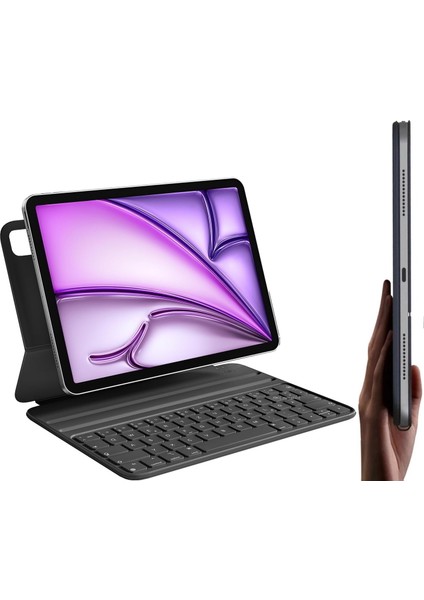 Ipad Air 4 ve 5. Nesil 10.9 Inç Uyumlu Manyetik Yapışan Magic Keyboard Slim Katlanan Klavyeli Tablet Kılıf