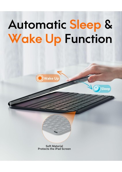 Apple Ipad 11.Nesil A16 2025 ve 10. Nesil 10.9 Inç Uyumlu Manyetik Yapışan Magic Keyboard Slim Katlanan Klavyeli Tablet Kılıf