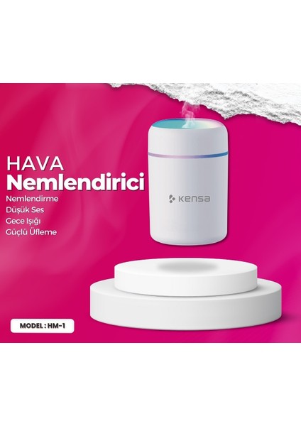 Kensa Hm-1 300 ml Ulrasonik Hava Nemlendirici Buhar Makinesi ve Aroma Difüzörü