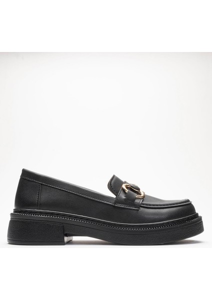 Kadın Tokalı Loafer Ayakkabı SİYAH CİLT fiyatları