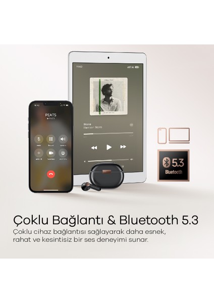 Air4 Pro Siyah Aptx Kablosuz Bluetooth 5.3 Hibrit Gürültü Engelleme (ANC) 6 Mikrofonlu Bluetooth Kulaklık (Distribütör Garantili)