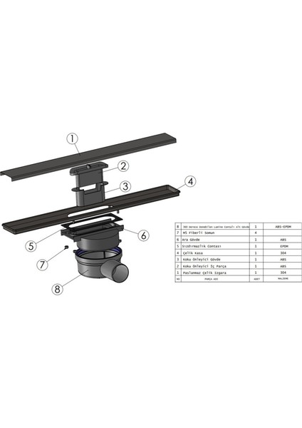 Duş Kanalı Line/4e Plain Izgara 60 cm