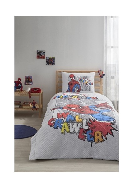 Spiderman Wall Tek Kişilik Disney Lisanslı Lastikli Fitted Çarşaf Kapitone Çocuk Nevresim Ta