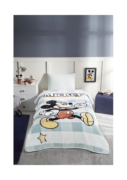 Mickey Star Disney Lisanslı Tek Kişilik Çocuk Battaniyesi 160x220