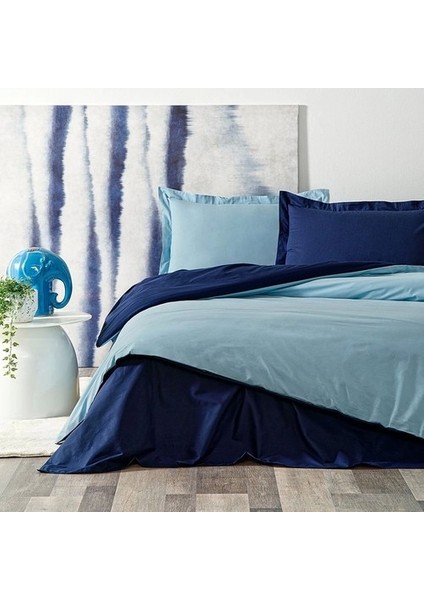 Colormix Aqua Lacivert Çift Kişilik Ranforce Nevresim Takımı