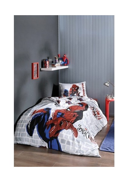 Spiderman Super Hero Tek Kişilik Disney Lisanslı Lastikli Fitted Çarşaf Çocuk Nevresim Takım