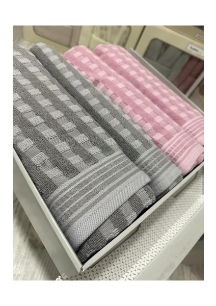 Plus Pembe - Gri Best Set Hamam Seti