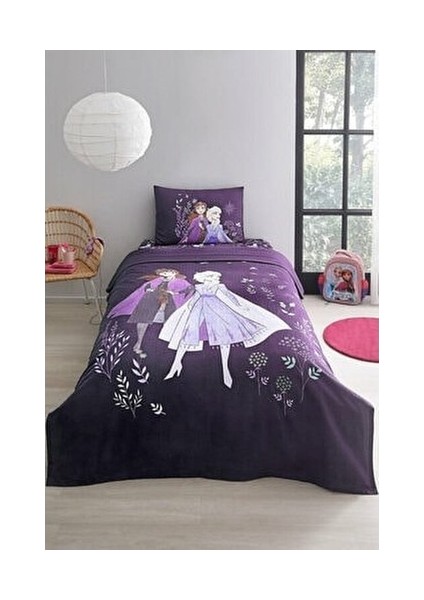 Frozen Natural Tek Kişilik Disney Lisanslı Lastikli Fitted Çarşaf Çocuk Pike Takımı