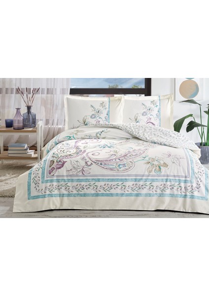 Çift Kişilik Ranforce Nevresim Takımı Flor Bohemia Lila
