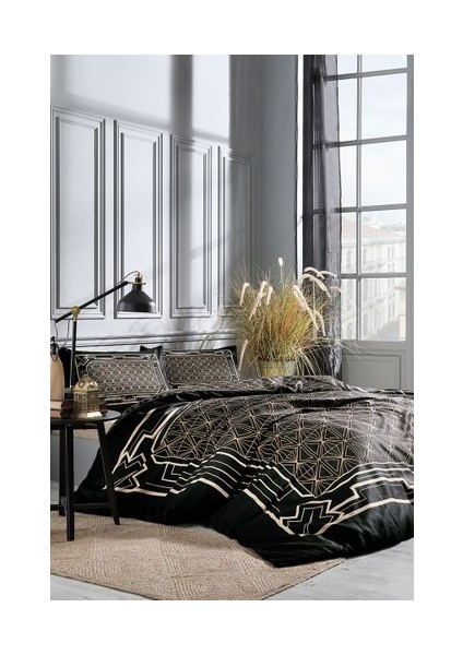 Art Deco Çift Kişilik Soft Life Saten Nevresim Takımı-Siyah fiyatları