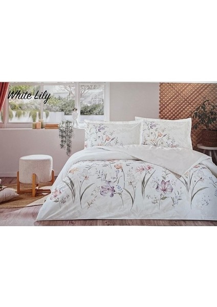 Lila White Lily Ranforce Çift Kişilik Nevresim Takımı