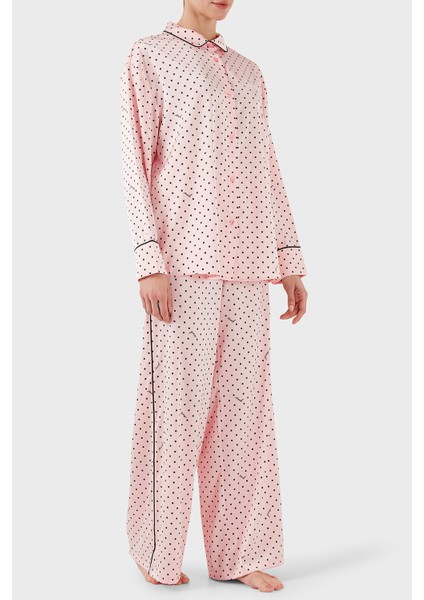 Desenli Streç Comfort Fit Yüksek Bel Bol Paça Pijama Takımı O4BX16WEFC2 Bayan Pijama Takımı O4BX16 Wefc2 P6DQ