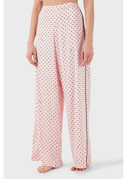 Desenli Streç Comfort Fit Yüksek Bel Bol Paça Pijama Takımı O4BX16WEFC2 Bayan Pijama Takımı O4BX16 Wefc2 P6DQ