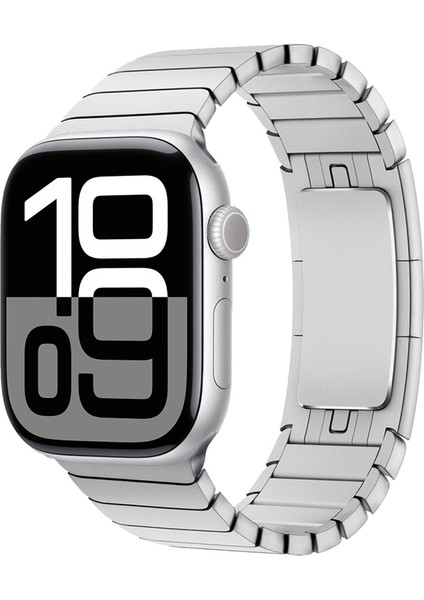 Apple Watch 7 45MM Uyumlu Krd-35 Metal Kordon-Gümüş