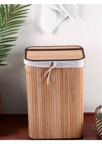 Katlanır Bambu Dikdörtgen Çamaşır Sepeti Hasır Çamaşır Sepeti