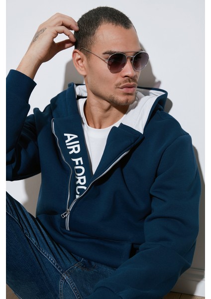 Kanguru Cepli Fermuarlı Kapüşon Yaka Slim Fit Sweat Erkek Sweat 575707