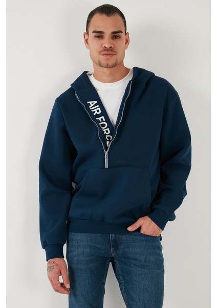 Kanguru Cepli Fermuarlı Kapüşon Yaka Slim Fit Sweat Erkek Sweat 575707