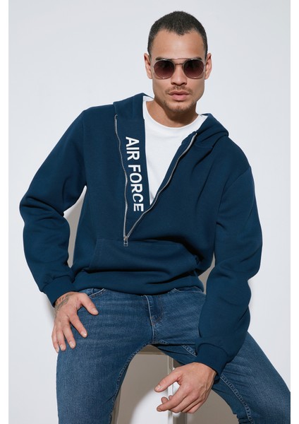 Kanguru Cepli Fermuarlı Kapüşon Yaka Slim Fit Sweat Erkek Sweat 575707