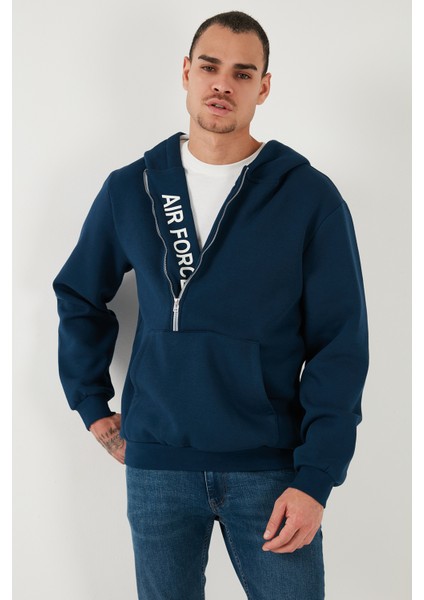 Kanguru Cepli Fermuarlı Kapüşon Yaka Slim Fit Sweat Erkek Sweat 575707