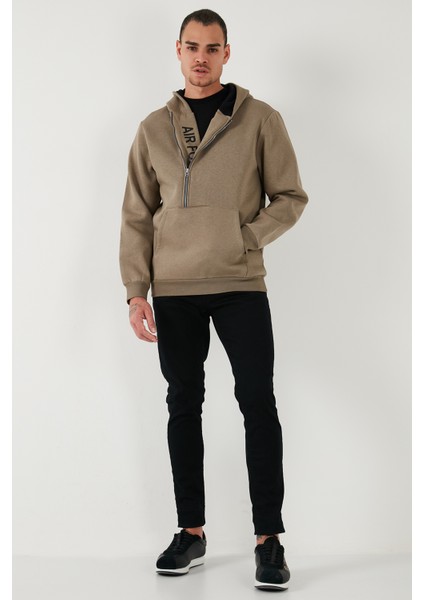Kanguru Cepli Fermuarlı Kapüşon Yaka Slim Fit Sweat Erkek Sweat 575707