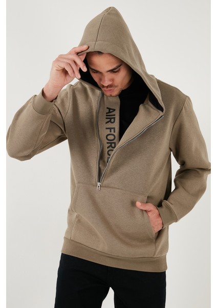 Kanguru Cepli Fermuarlı Kapüşon Yaka Slim Fit Sweat Erkek Sweat 575707