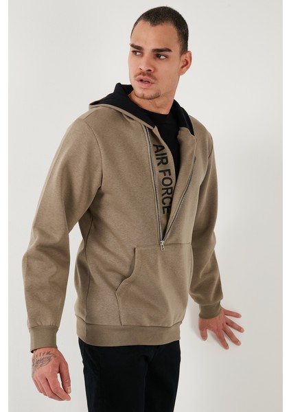 Kanguru Cepli Fermuarlı Kapüşon Yaka Slim Fit Sweat Erkek Sweat 575707