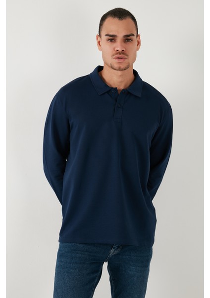 Streç Pamuklu Regular Fit Düğmeli Polo Yaka Sweat Erkek Sweat 5905727