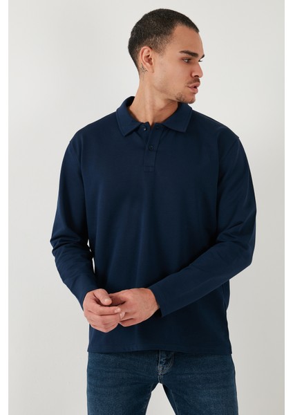 Streç Pamuklu Regular Fit Düğmeli Polo Yaka Sweat Erkek Sweat 5905727