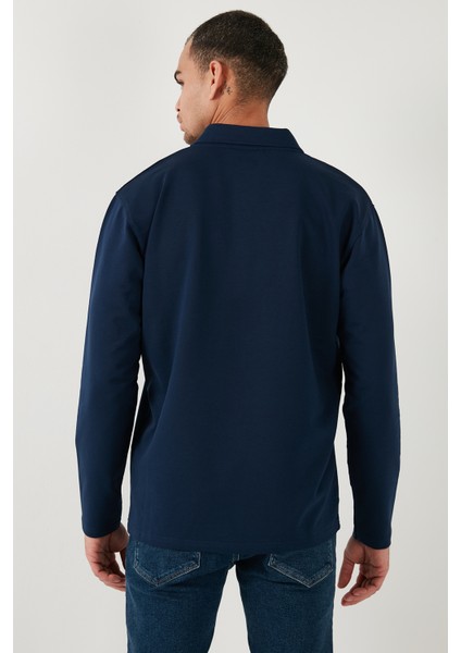 Streç Pamuklu Regular Fit Düğmeli Polo Yaka Sweat Erkek Sweat 5905727
