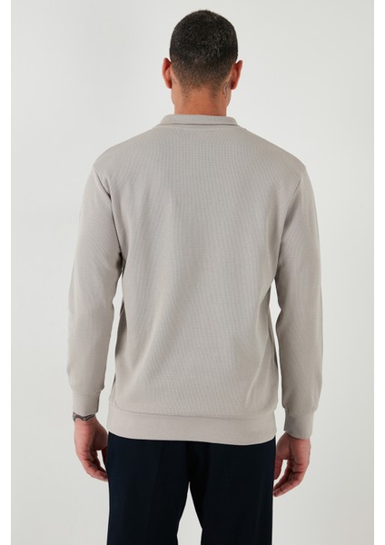 Pamuklu Regular Fit Yarım Fermuarlı Polo Yaka Sweat Erkek Sweat 5905805