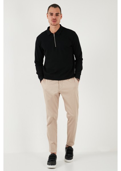 Pamuklu Regular Fit Yarım Fermuarlı Polo Yaka Sweat Erkek Sweat 5905805